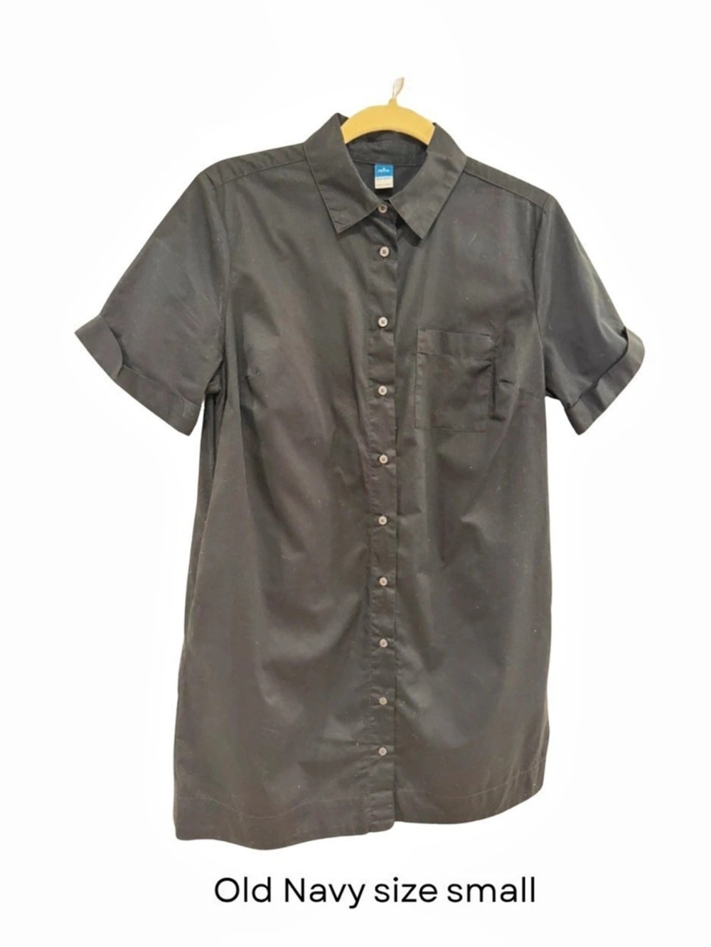 Old Navy Button-Down Mini Shirt Dress Short Sleeve Gray Small